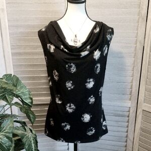 ⚜️ DKNY Black and Tan Cowl Draped Blouse